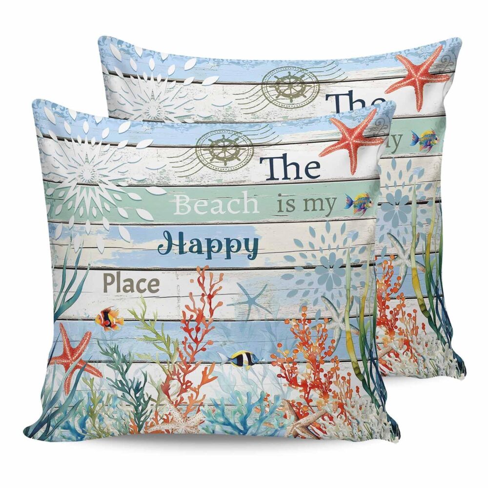 1544 Outdoor Pillow Covers Waterproof Pillow Cases Protector Happy Place